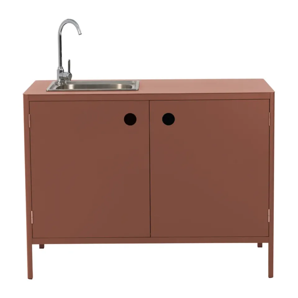 Brafab Garden Details & Accessories*Kelia outdoor kitchen base cabinet with sink, Zin , 121x90x64 Red