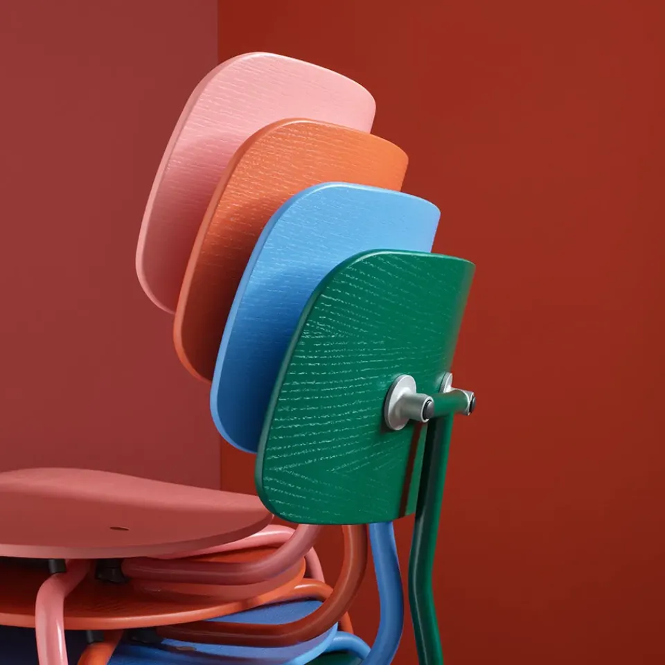Montana Chairs*Kevi 2060 chair, Rhubarb laquered stand-stained ash Pink