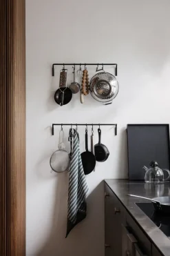 Ferm Living Clothes Hooks & Hangers*Kitchen rod with 6 hooks, brass Black
