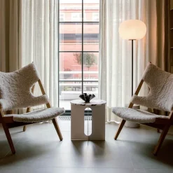 Audo Copenhagen Armchairs & Footstools*Knitting lounge chair, Sheepskin curly root dark , dark stained oak legs Brown