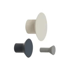 Hübsch Clothes Hooks & Hangers*Knob 3-pack, Metal-light gray-dark gray Grey