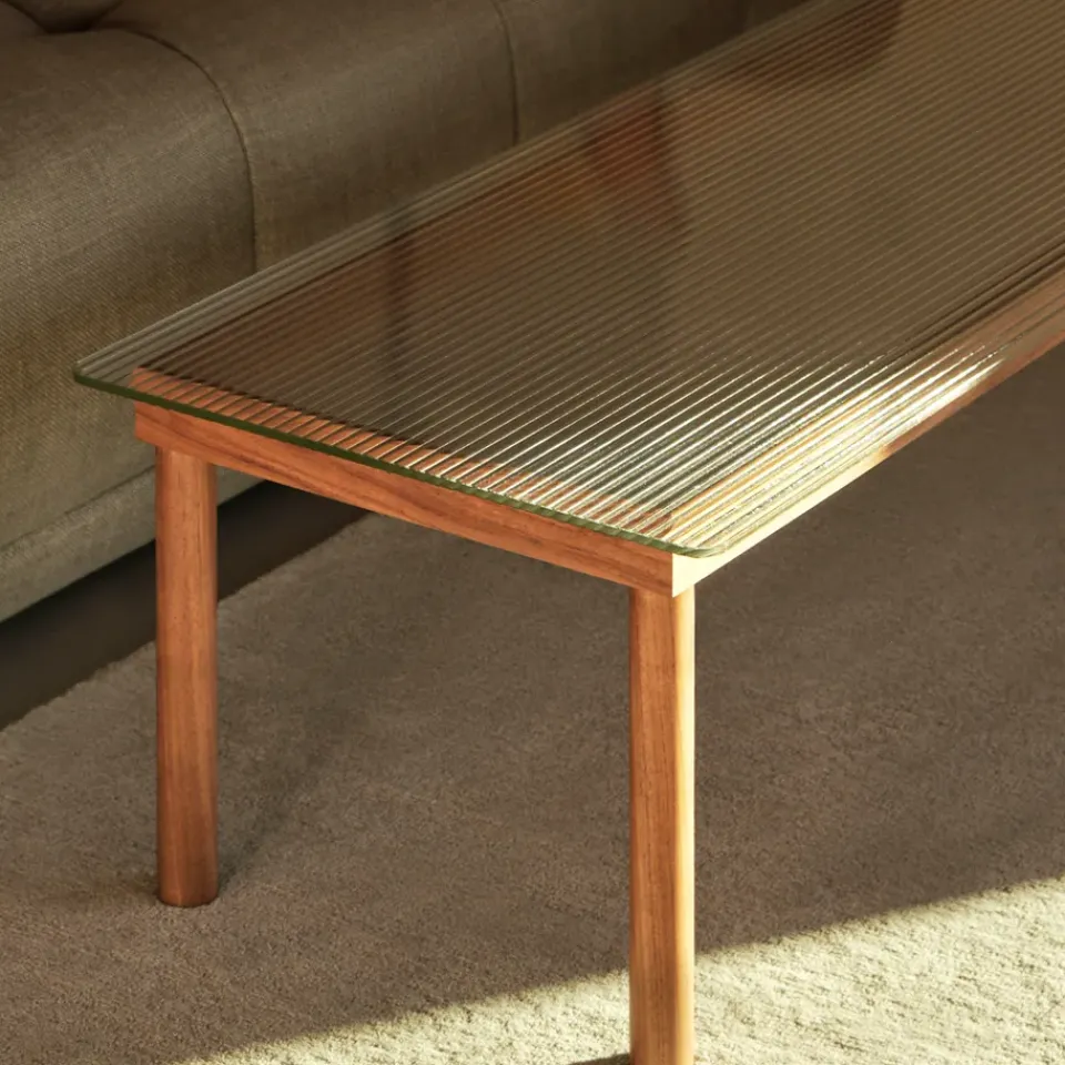 HAY Coffee Tables*Kofi coffee table, oak-glass top-blue-tinted-W80 cm Black