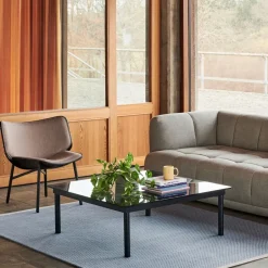 HAY Coffee Tables*Kofi coffee table, Oak-ribbed glass, 100 cm Beige