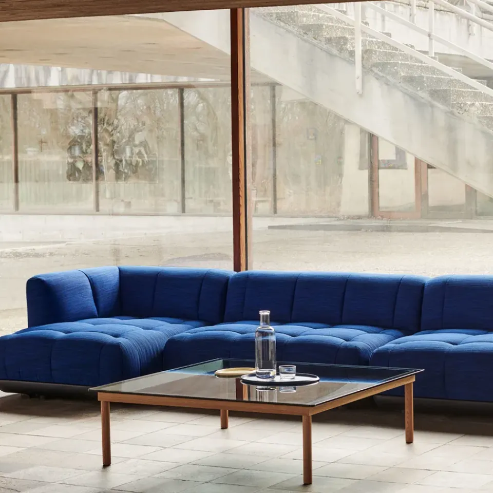 HAY Coffee Tables*Kofi coffee table, Oak-ribbed glass, 100 cm Beige