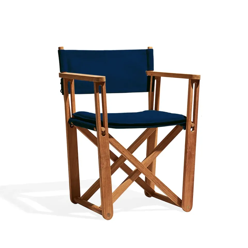 Skargaarden Seating*Kryss Lounge armchair, Agora Nautic navy , teak Blue