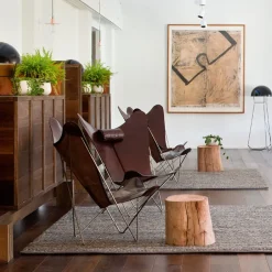 OX Denmarq Armchairs & Footstools*KS Chair bat armchair, Leather . stainless steel stand Black