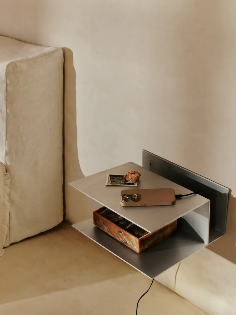 Ferm Living Bedside Tables*Lager bedside table 15.5x35x30 cm, Aluminium Silver-coloured