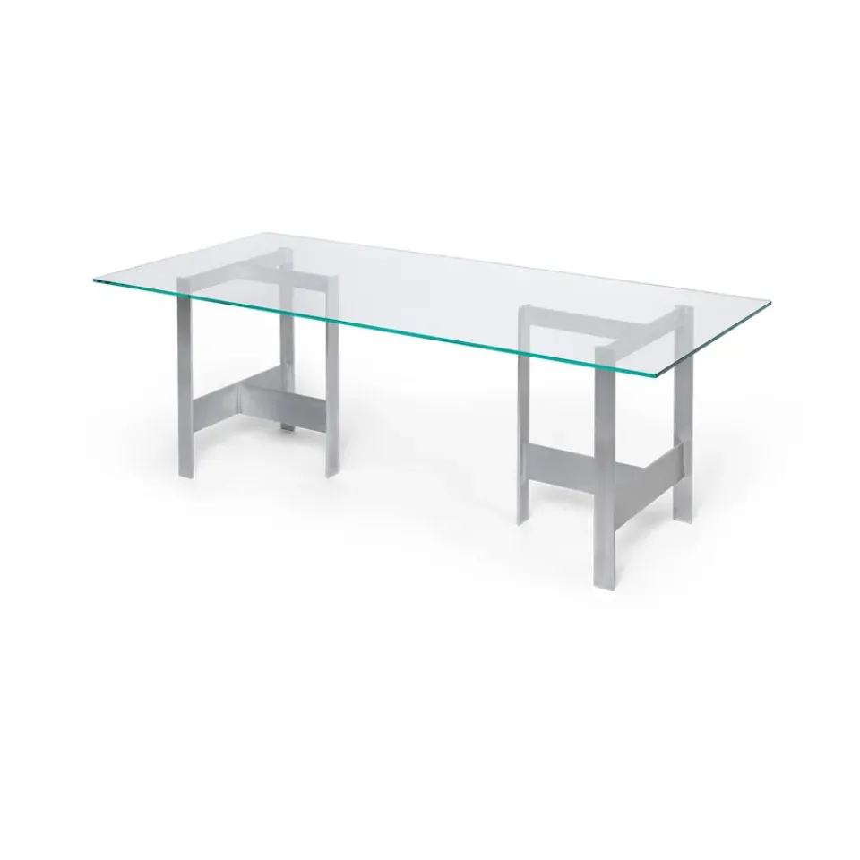 Ferm Living Dining Tables*Lager dining table 90x200 cm, Glass-aluminium Silver-colouredTransparent