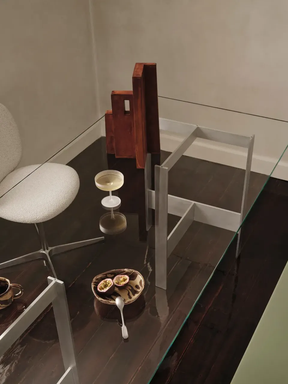 Ferm Living Dining Tables*Lager dining table 90x200 cm, Glass-aluminium Silver-colouredTransparent