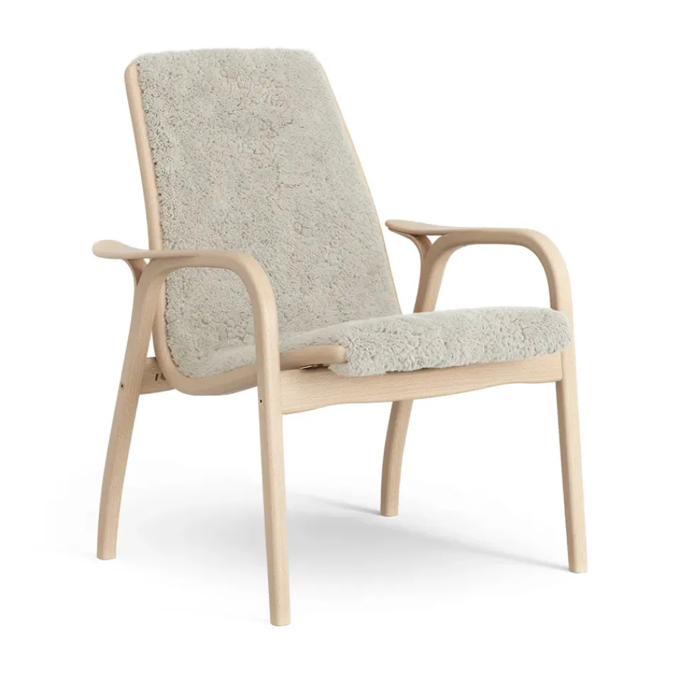 Swedese Armchairs & Footstools*Laminett arm chair laquered beech/sheep skin, Moonlight Beige