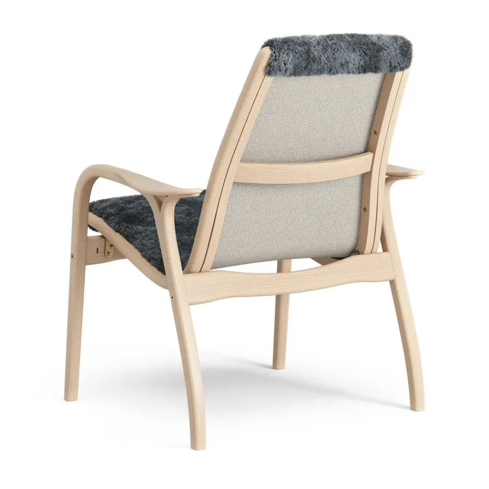 Swedese Armchairs & Footstools*Laminett arm chair laquered beech/sheep skin, Charcoal (dark grey) Beige