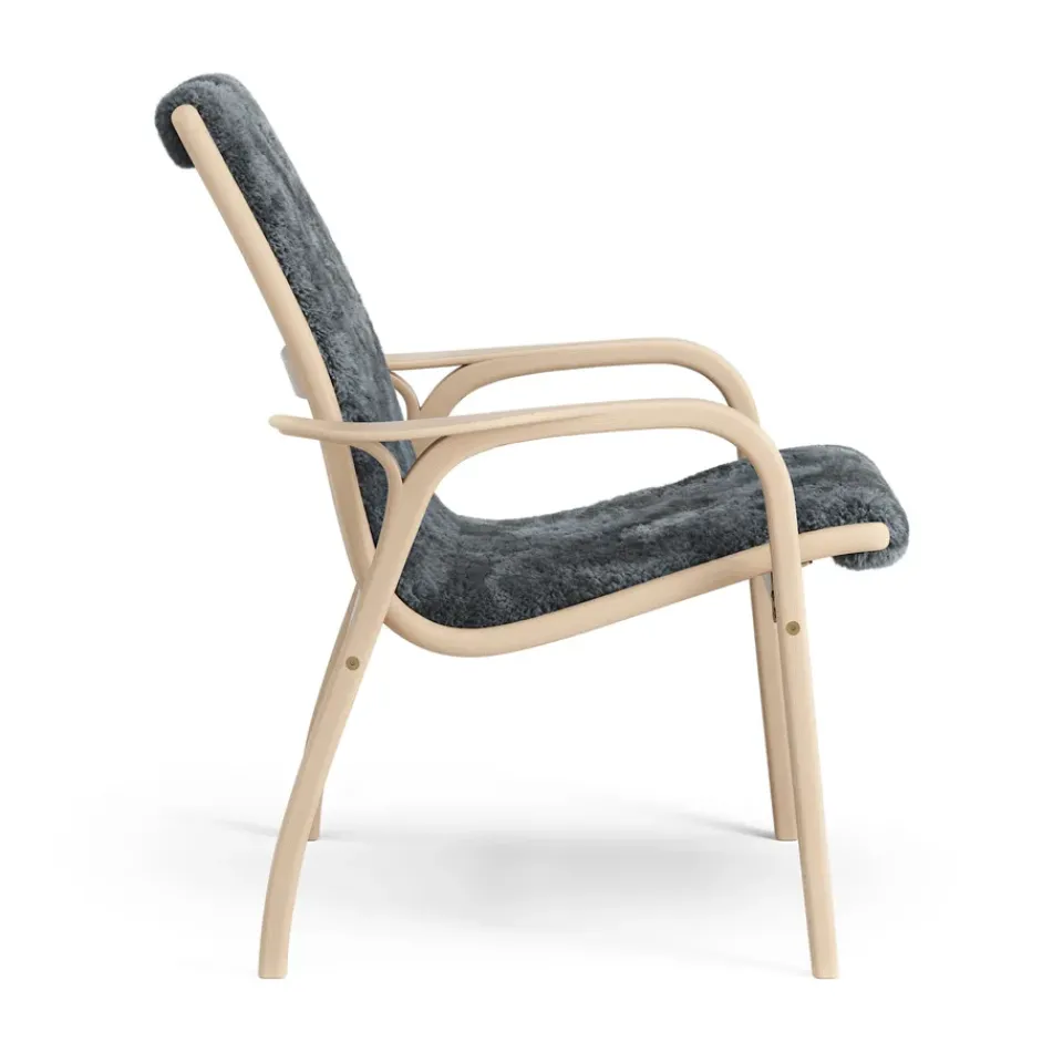 Swedese Armchairs & Footstools*Laminett arm chair laquered beech/sheep skin, Charcoal (dark grey) Beige