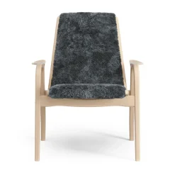 Swedese Armchairs & Footstools*Laminett arm chair laquered beech/sheep skin, Charcoal (dark grey) Beige