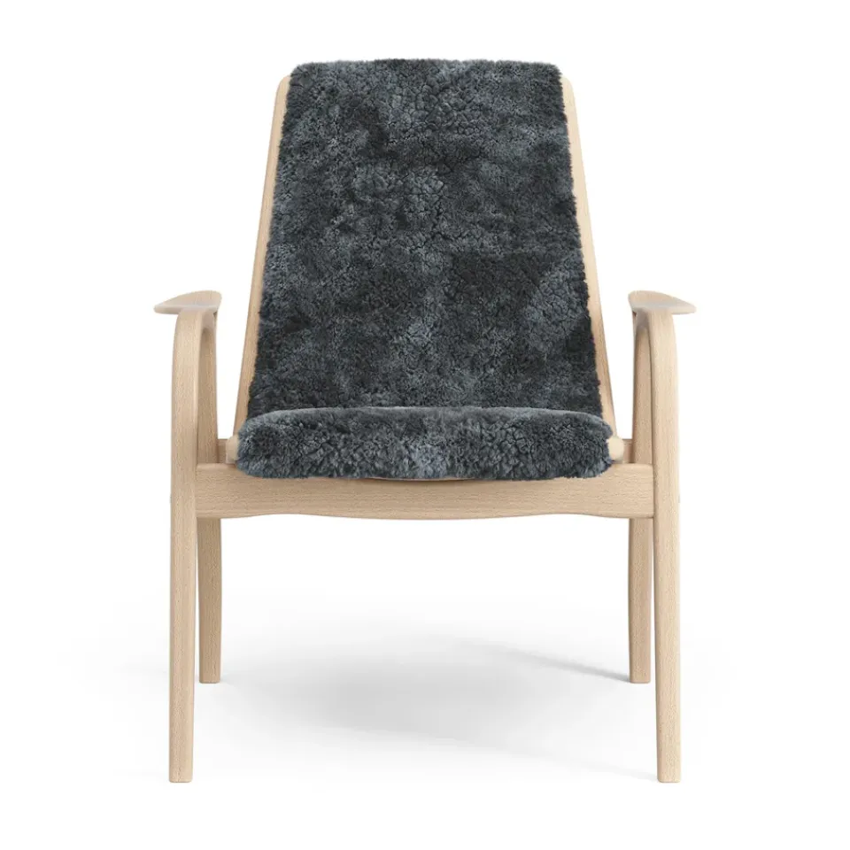 Swedese Armchairs & Footstools*Laminett arm chair laquered beech/sheep skin, Charcoal (dark grey) Beige