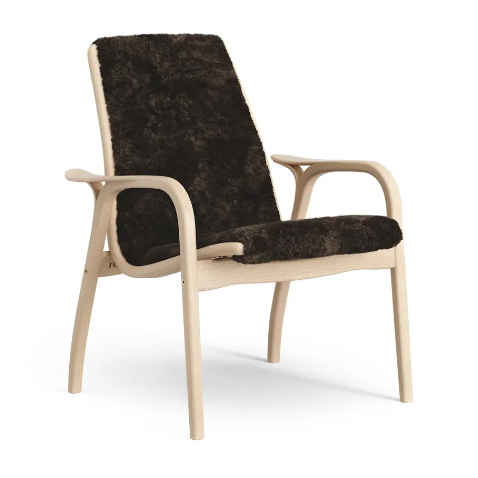 Swedese Armchairs & Footstools*Laminett arm chair laquered beech/sheep skin, Espresso (brown) Beige