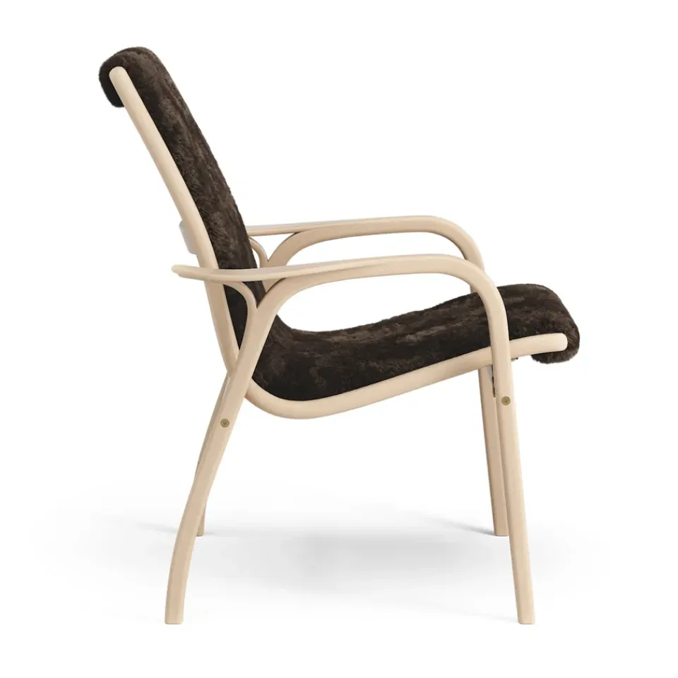 Swedese Armchairs & Footstools*Laminett arm chair laquered beech/sheep skin, Espresso (brown) Beige