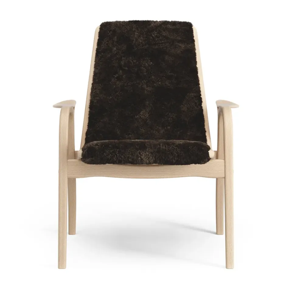 Swedese Armchairs & Footstools*Laminett arm chair laquered beech/sheep skin, Espresso (brown) Beige