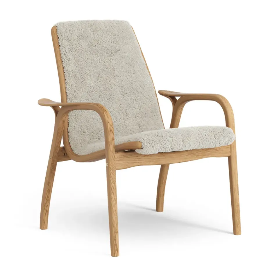Swedese Armchairs & Footstools*Laminett arm chair oiled oak/sheep skin, Moonlight Beige