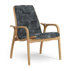 Swedese Armchairs & Footstools*Laminett arm chair oiled oak/sheep skin, Charcoal (dark grey) Beige