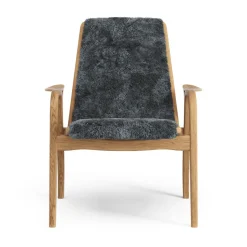 Swedese Armchairs & Footstools*Laminett arm chair oiled oak/sheep skin, Charcoal (dark grey) Beige