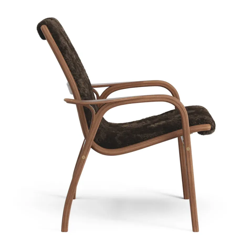 Swedese Armchairs & Footstools*Laminett arm chair oiled walnut/sheep skin, Espresso Brown