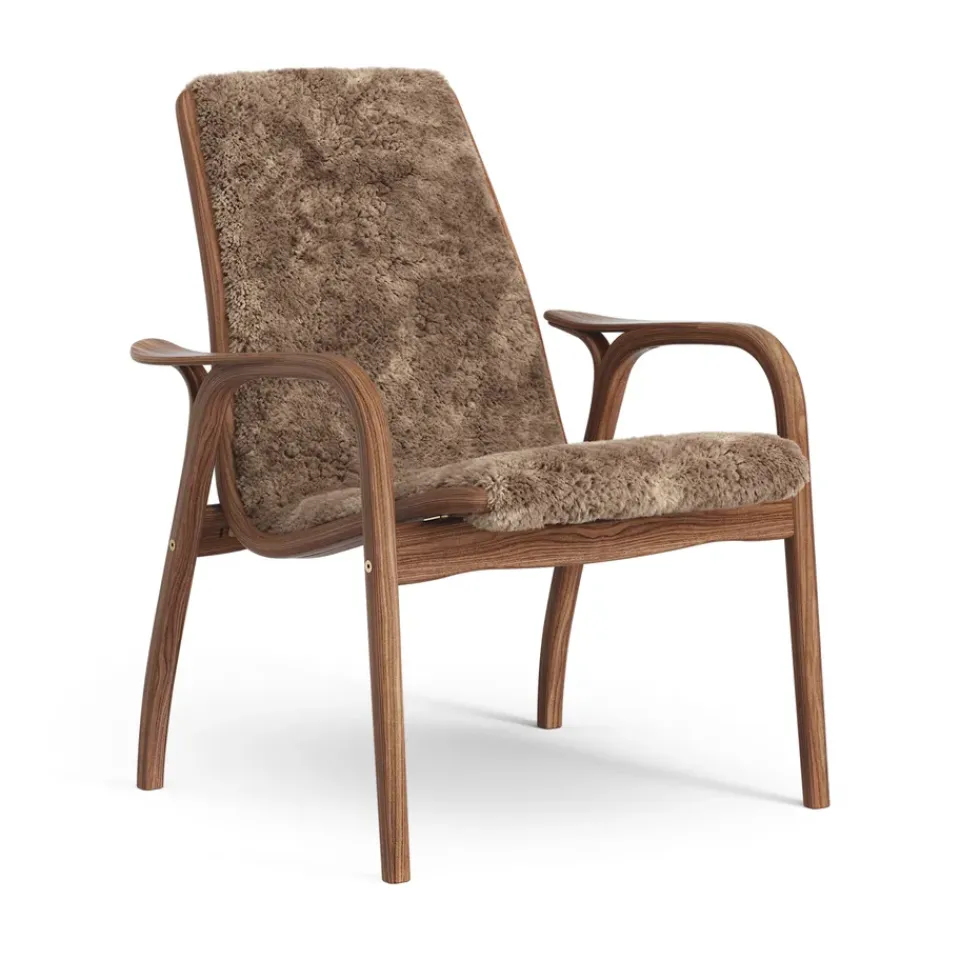 Swedese Armchairs & Footstools*Laminett arm chair oiled walnut/sheep skin, Sahara (nougat ) Brown