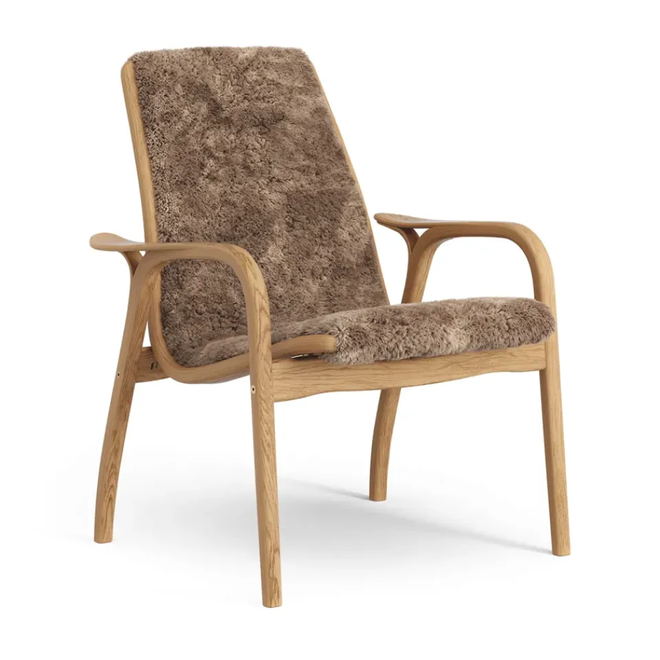 Swedese Armchairs & Footstools*Laminett arm chair oiled oak/sheep skin, Sahara (nougat brown) Beige