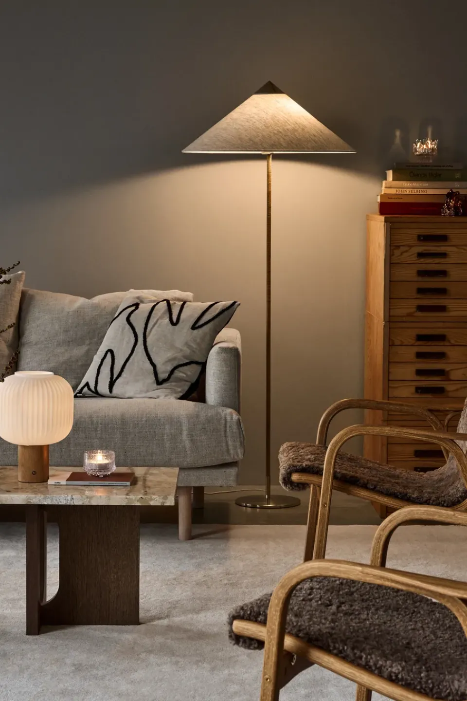 Swedese Armchairs & Footstools*Laminett arm chair oiled oak/sheep skin, Sahara (nougat brown) Beige
