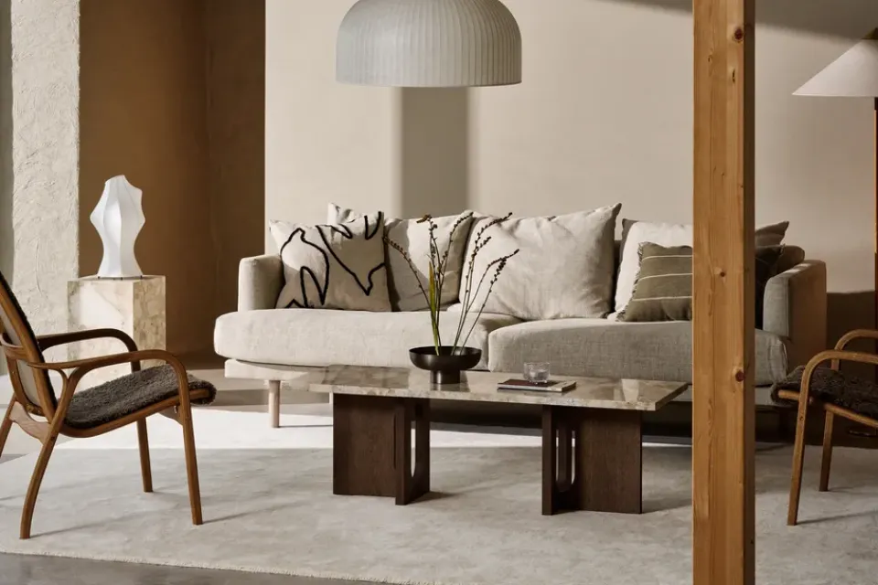 Swedese Armchairs & Footstools*Laminett arm chair oiled oak/sheep skin, Sahara (nougat brown) Beige