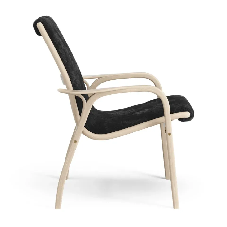 Swedese Armchairs & Footstools*Laminett arm chair white pigmented oak/sheep skin, Black (black) Beige