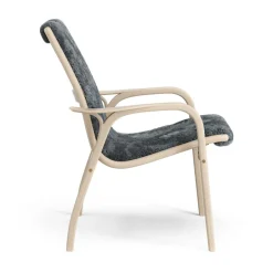 Swedese Armchairs & Footstools*Laminett arm chair white pigmented oak/sheep skin, Charcoal (dark grey) Beige