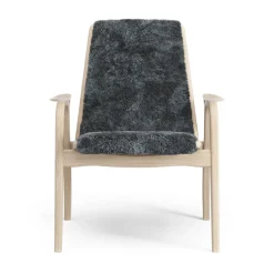 Swedese Armchairs & Footstools*Laminett arm chair white pigmented oak/sheep skin, Charcoal (dark grey) Beige