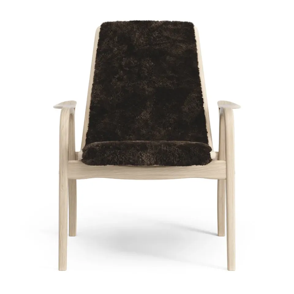 Swedese Armchairs & Footstools*Laminett arm chair white pigmented oak/sheep skin, Espresso (brown) Beige