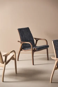Swedese Armchairs & Footstools*Laminett armchair oak/sheepskin Special Edition, Rubio Monocoat Chocolate-Charcoal Grey