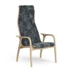 Swedese Armchairs & Footstools|Children's Armchairs*Lamini children's arm chair laquered oak/sheep skin, Charcoal (dark grey) Beige