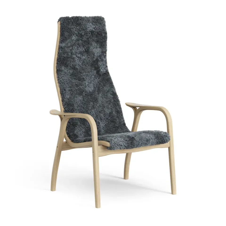 Swedese Armchairs & Footstools|Children's Armchairs*Lamini children's arm chair laquered oak/sheep skin, Charcoal (dark grey) Beige