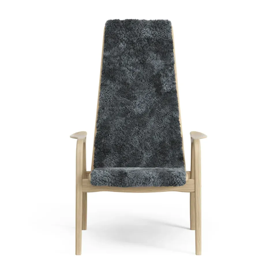 Swedese Armchairs & Footstools|Children's Armchairs*Lamini children's arm chair laquered oak/sheep skin, Charcoal (dark grey) Beige