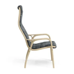 Swedese Armchairs & Footstools|Children's Armchairs*Lamini children's arm chair laquered oak/sheep skin, Charcoal (dark grey) Beige