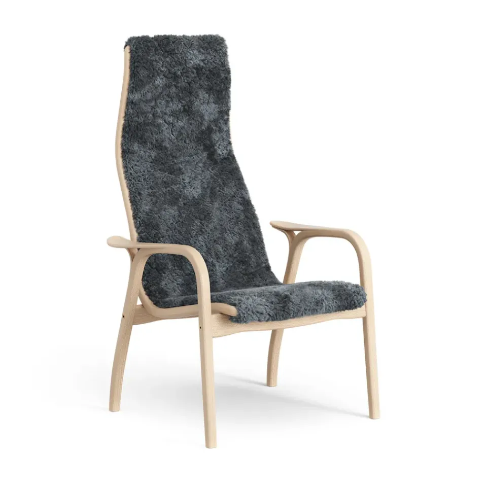 Swedese Armchairs & Footstools|Children's Armchairs*Lamini children's arm chair laquered beech/sheep skin, Charcoal (dark grey) Beige