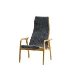 Swedese Children's Armchairs*Lamini Children's armchair, Sheepskin charcoal, oiled oak Grey