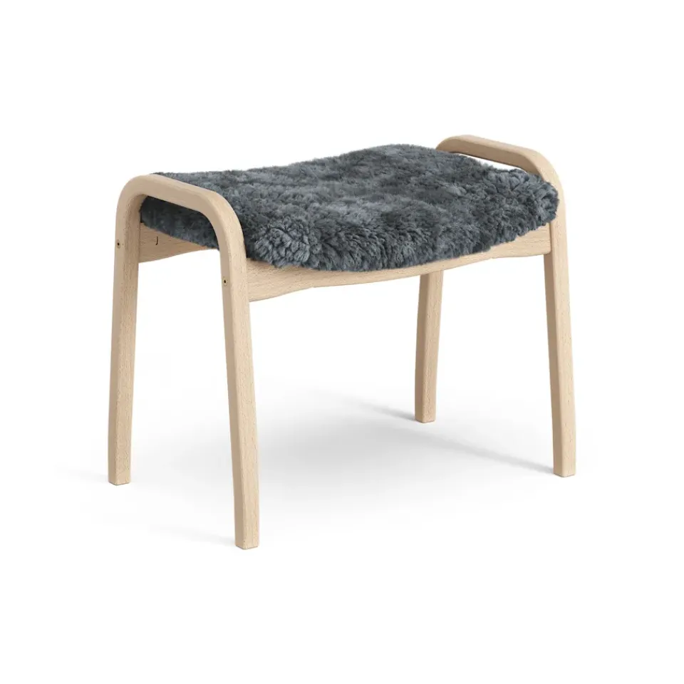 Swedese Armchairs & Footstools|Children's Armchairs*Lamini children's foot stool laquered beech/sheep skin, Charcoal (dark grey) BeigeGrey