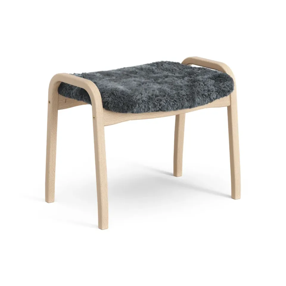 Swedese Armchairs & Footstools|Children's Armchairs*Lamini children's foot stool laquered beech/sheep skin, Charcoal (dark grey) BeigeGrey
