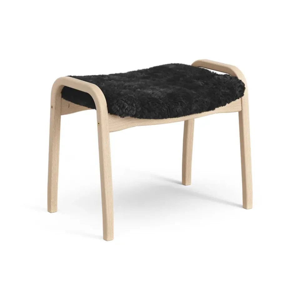 Swedese Children's Armchairs|Armchairs & Footstools*Lamini children's foot stool laquered beech/sheep skin, Black (black) Beige