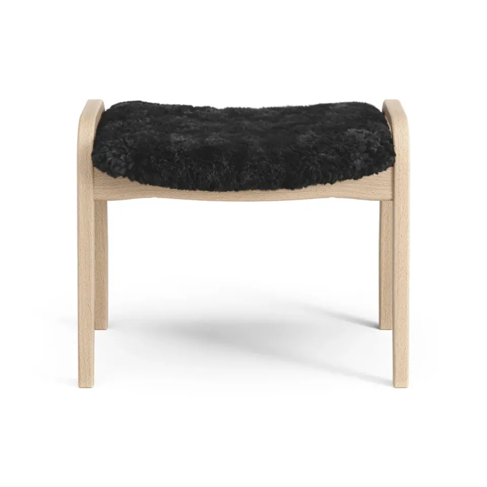 Swedese Children's Armchairs|Armchairs & Footstools*Lamini children's foot stool laquered beech/sheep skin, Black (black) Beige