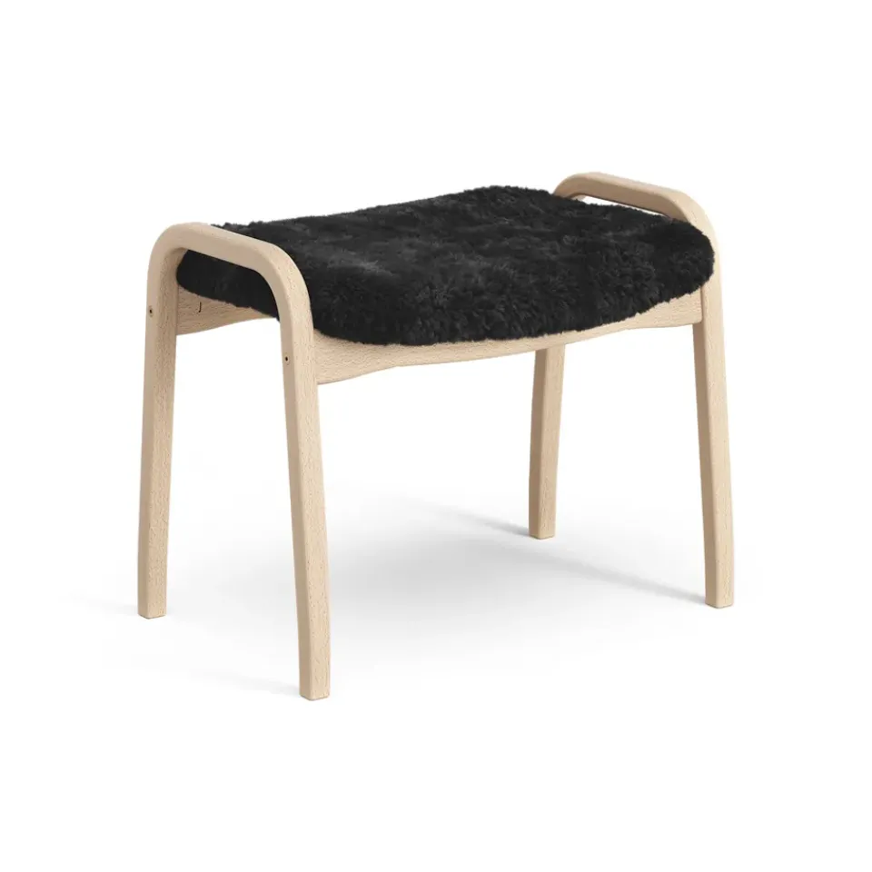 Swedese Children's Armchairs|Armchairs & Footstools*Lamini children's foot stool laquered beech/sheep skin, Black (black) Beige