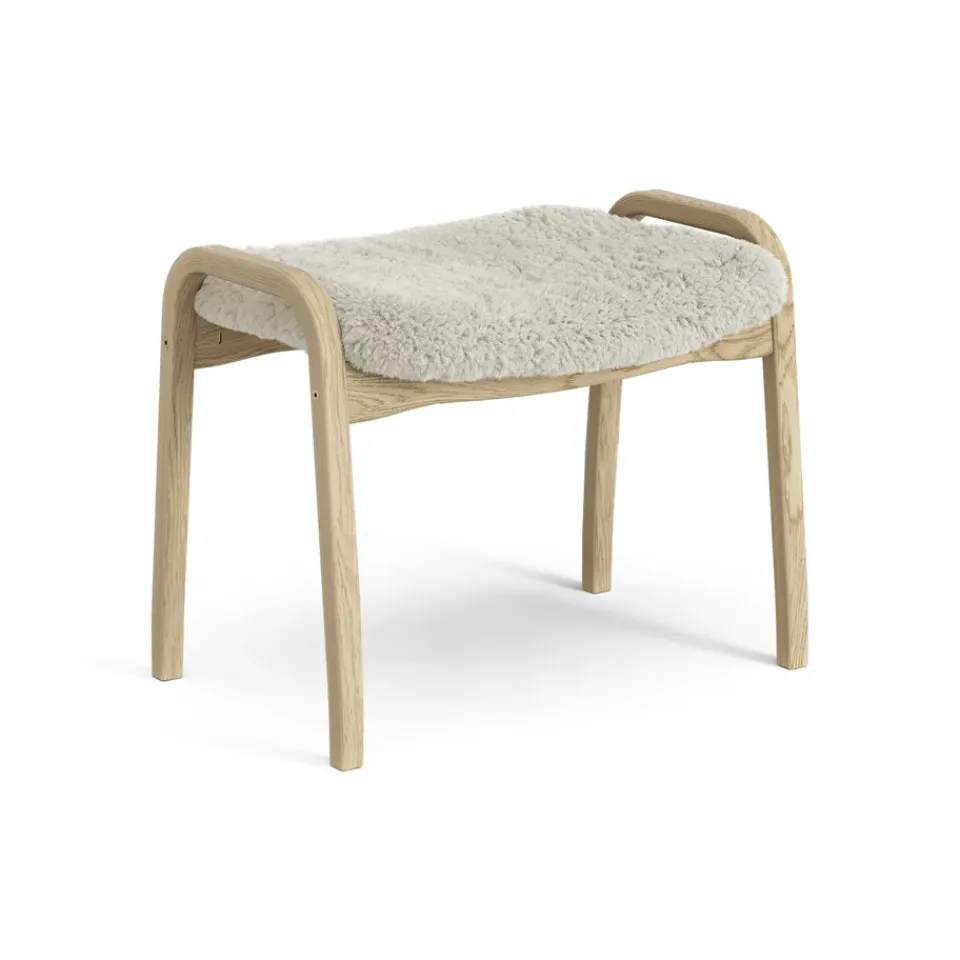 Swedese Armchairs & Footstools|Children's Armchairs*Lamini children's foot stool laquered oak/sheep skin, Moonlight Beige