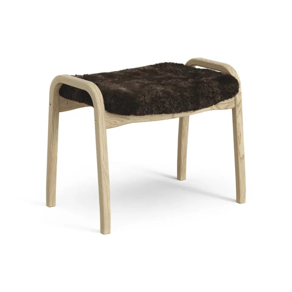 Swedese Armchairs & Footstools|Children's Armchairs*Lamini children's foot stool laquered oak/sheep skin, Espresso (brown) Beige