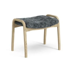 Swedese Armchairs & Footstools|Children's Armchairs*Lamini children's foot stool laquered oak/sheep skin, Charcoal (dark grey) Beige