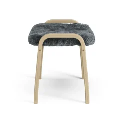 Swedese Armchairs & Footstools|Children's Armchairs*Lamini children's foot stool laquered oak/sheep skin, Charcoal (dark grey) Beige