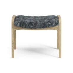 Swedese Armchairs & Footstools|Children's Armchairs*Lamini children's foot stool laquered oak/sheep skin, Charcoal (dark grey) Beige